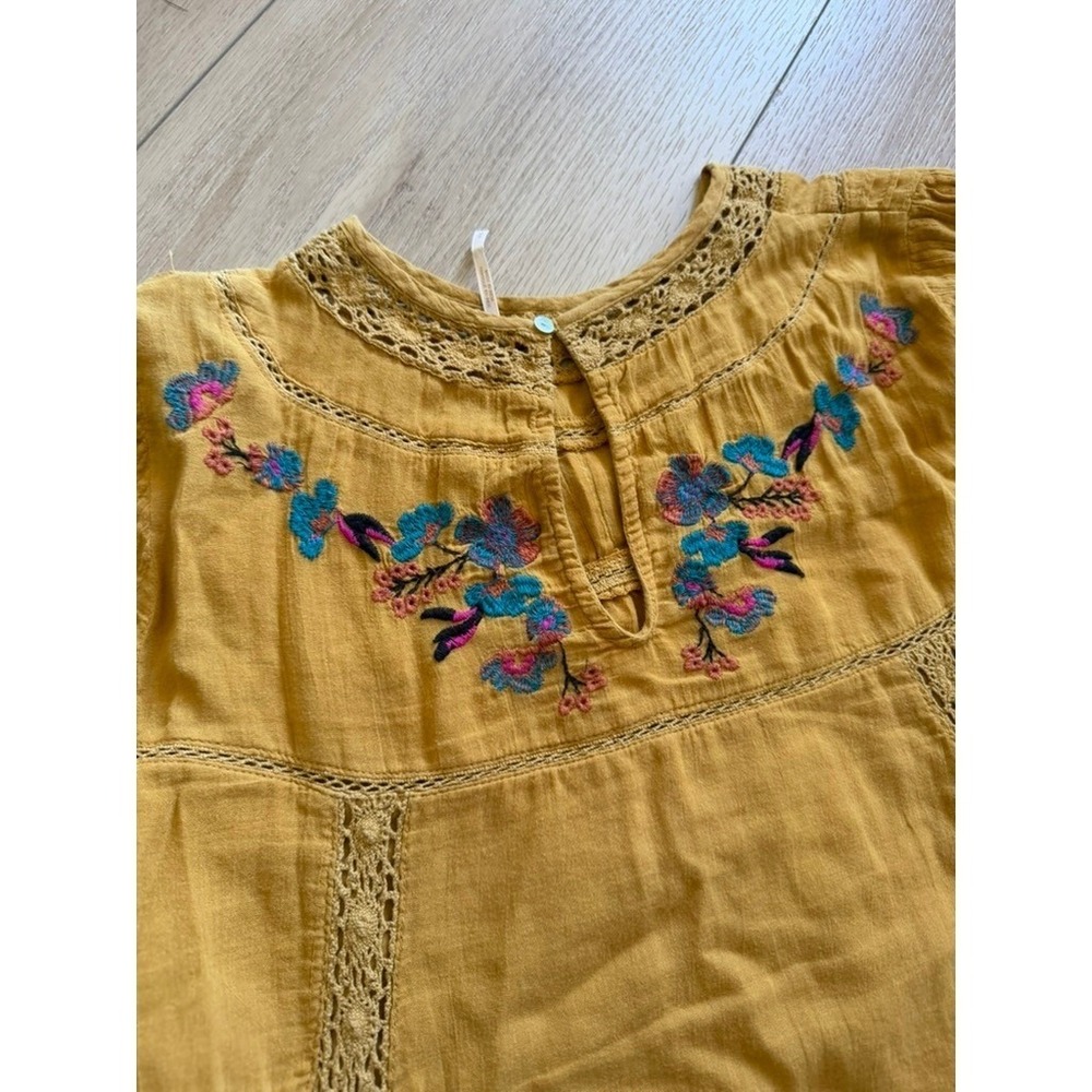 Free People Perfectly Victorian Dress Embroidered Boho Crochet Lace Trim Small - Picture 9 of 9